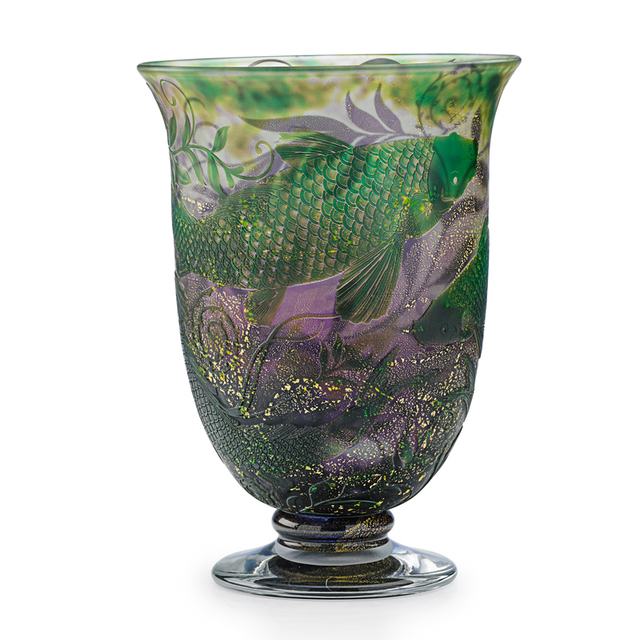 Jonathan Harris, ‘Coupe With Carp And Decorated Interior, England’, 2012, Design/Decorative Art, Acid-Etched Cameo Glass (Exterior And Interior), Foil Inclusions, Rago/Wright