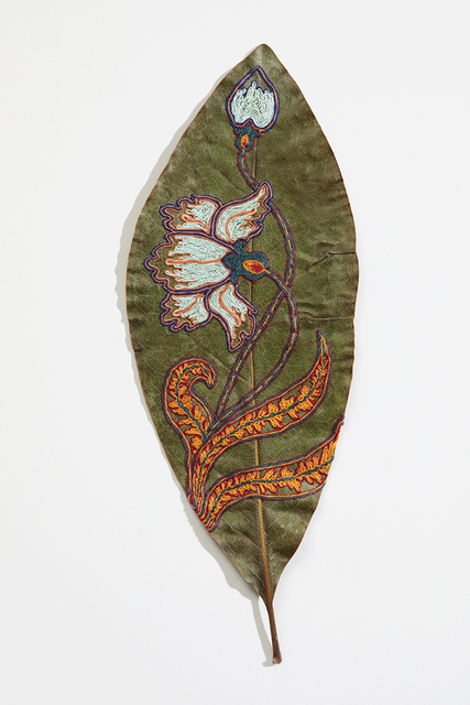 Hillary Waters Fayle, ‘Blooms For Grace 3’, 2020, Mixed Media, Embroidered magnolia leaf. Framed, Hashimoto Contemporary