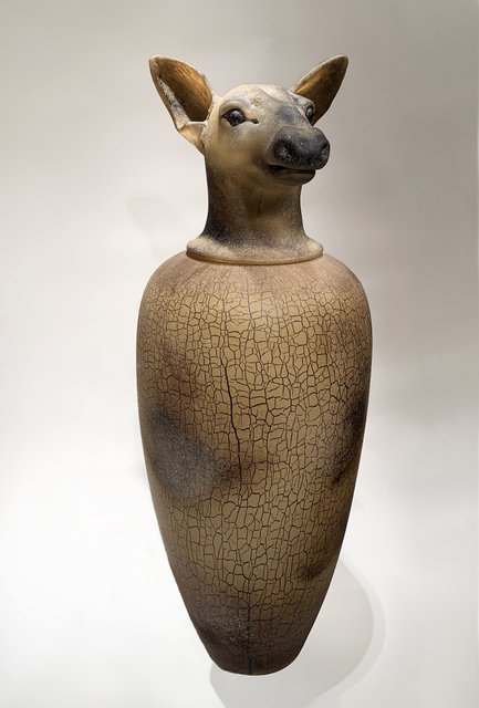 William Morris (b.1957), ‘CANOPIC JAR-COW ELK’, 1993, Sculpture, Glass, Heller Gallery