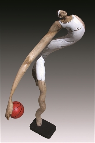Bernie Houston, ‘Down Court’, Sculpture, Carved Driftwood, Acrylic, Light Varnish and Wax finish, Zenith Gallery