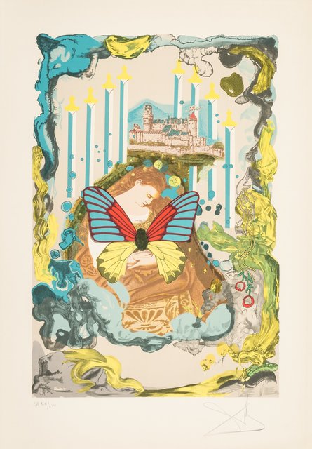 Salvador Dalí, ‘Courtesan, from Papillions Anciennes’, 1977, Print, Lithograph in colors on Arches paper, Heritage Auctions