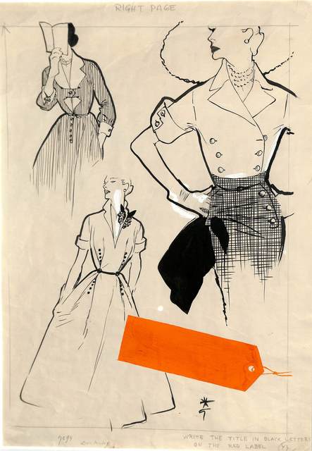 René Gruau, ‘Projet de mode, robes et tailleur’, Drawing, Collage or other Work on Paper, Ink, pencil and gouache on paper, Alexis Pentcheff