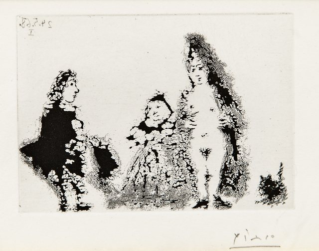Pablo Picasso, ‘Célestine et fille, avec un chat et un jeune client 1968, plate 107 from the series 347 Gravures’, 1969, Skinner