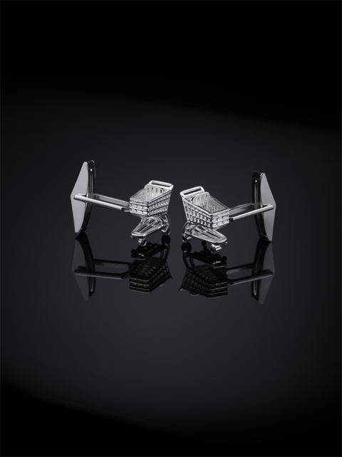 Deanna Mclaughlin, ‘Cartrageous Cuff Links!’, 2019, Jewelry, 3-D printed Sterling silver cuff links with 1.5 mm pavé diamonds as wheels. Also available without diamonds., InLiquid