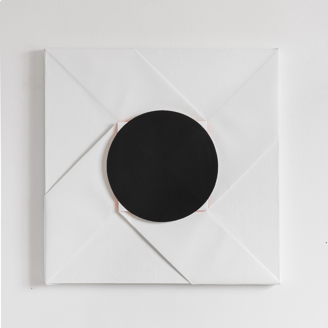 Viktoria Körösi, ‘Untitled / Black Circle’, 2014-2018, Painting, Folded relief, oil, acrylic on canvas, wooden panel, Art Advisory Budapest