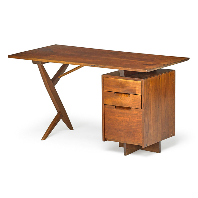 George Nakashima, ‘Cross-Legged Single Pedestal Desk, New Hope, PA’, 1970, Rago