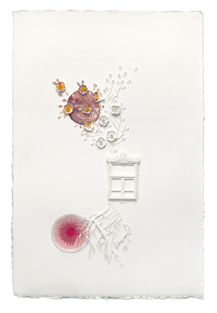 Dani Vinokurov, ‘A Heavy Burden of Recording a Tradition Before it Dies - Work on Paper with French Knots of Russian Window Decorating ’, 2020, Drawing, Collage or other Work on Paper, Watercolor, Gouache, Paper + Fiber, Gallery 1202