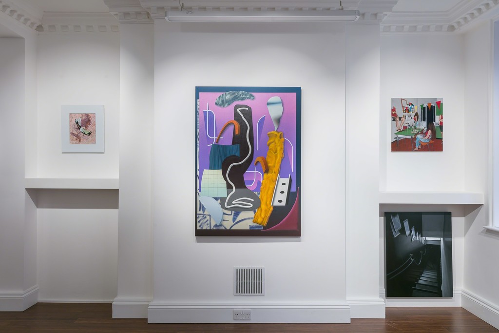 From left to right: Tristan Pigott's 'A Visual Imagining of a Space Landing in 2018', Lee Marshall, 'Two Figures in Converstaion, 2017, Dario Maglionico's 'R37, 2017. From left to right: Tristan Pigott's 'A Visual Imagining of a Space Landing in 2018', Lee Marshall, 'Two Figures in Converstaion, 2017, Dario Maglionico's 'R37, 2017.