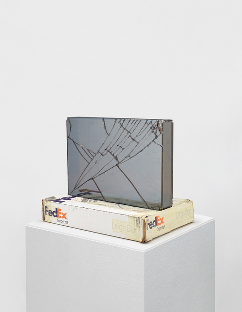Walead Beshty, ‘FedEx@Large Box, International Priority Los Angeles - New York TRK-799801787482, New York - London TRK-863164717027’, 2008, Sculpture, Double laminated two-way mirror safety glass, accrued fedex tracking labels and cardboard, Phillips