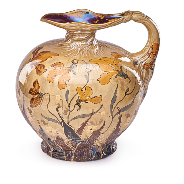 Ernst Wahliss, ‘Large Amphora Pitcher With Stylized Tulips, Turn-Teplitz, Bohemia’, 1890s, Design/Decorative Art, Rago/Wright