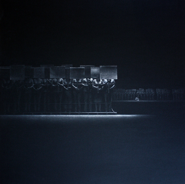 Jorge Lopez Pardo, ‘Manifestantes from the Human Capital series’, 2015, Drawing, Collage or other Work on Paper, Graphite on paper, Pan American Art Projects