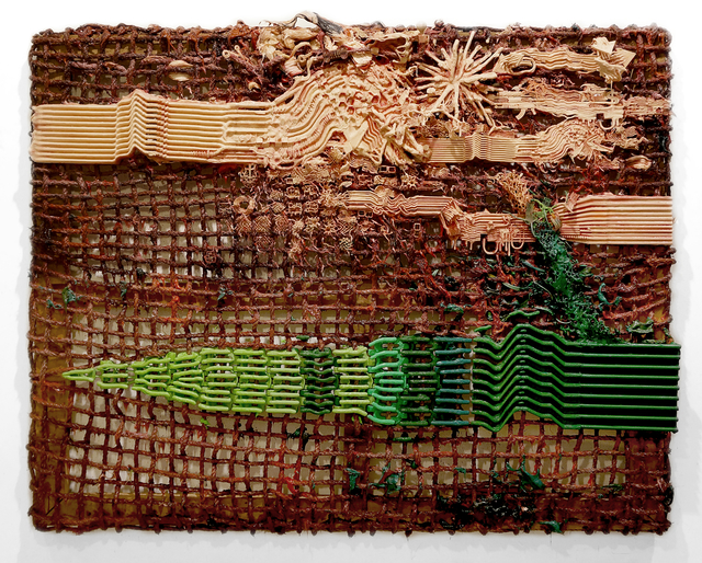 Fabian Marcaccio, ‘Abstract’, 2015, Painting, Hand woven manila rope, alkyd paint, silicone, wood, 3D printed plastic, Galerie Thomas Schulte