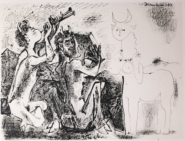 Pablo Picasso, ‘Les Faunes Et La Centauresse (The Wildlife and The Centauresse), 1949 Limited edition Lithogrph by Pablo Picasso’, 1949, Print, Lithograph, White Cross