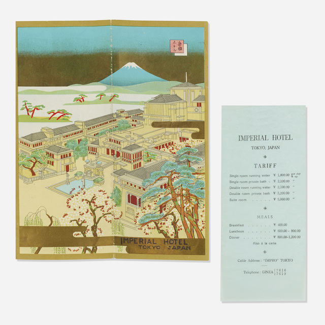 ‘Ephemera from the Imperial Hotel, Tokyo’, c. 1950, Print, Offset color lithograph, Rago/Wright