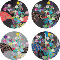 Takashi Murakami - Kansei: Fresh blood; Kansei: Wildflowers Glowing in the Night; Korin: Flowers; and Korin: Stellar River...
