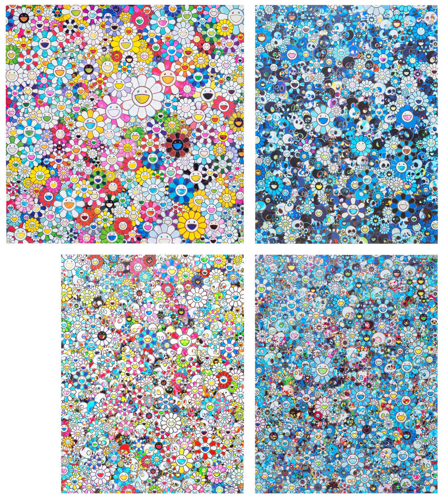 Takashi Murakami - When I Close My Eyes, I See Shangri-la; Blue Flower & Skulls; This Merciless World; and Signal