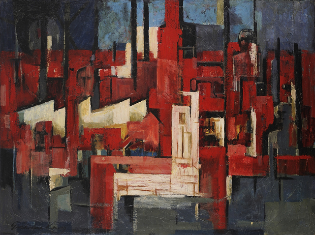 Grahame King, ‘Industrial Landscape’, 1960, Painting, Oil on board, Charles Nodrum Gallery