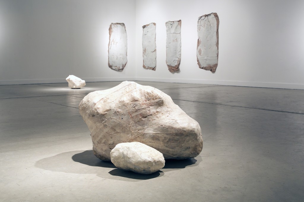 Erika Ostrander, "Hold My Bones" (sculpture), 2016-present, studio trash, sausage casing and salt, dimensions variable Erika Ostrander, "Hold My Bones" (sculpture), 2016-present, studio trash, sausage casing and salt, dimensions variable