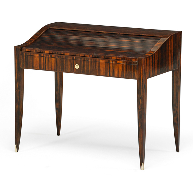 Attributed to Jacques Adnet, ‘Tambour Desk, France’, 1930s, Design/Decorative Art, Macassar, Sycamore, Bone, Rago/Wright