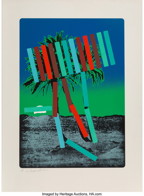 Menashe Kadishman, ‘Teal and Red Palm’, circa 1979, Heritage Auctions