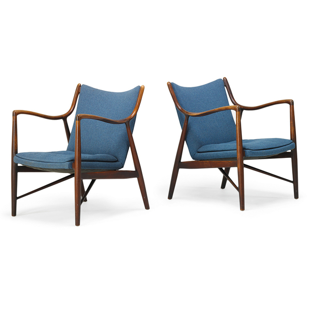Finn Juhl, ‘Pair Of Nv-45 Lounge Chairs, USA/Denmark’, 1950s, Rago/Wright