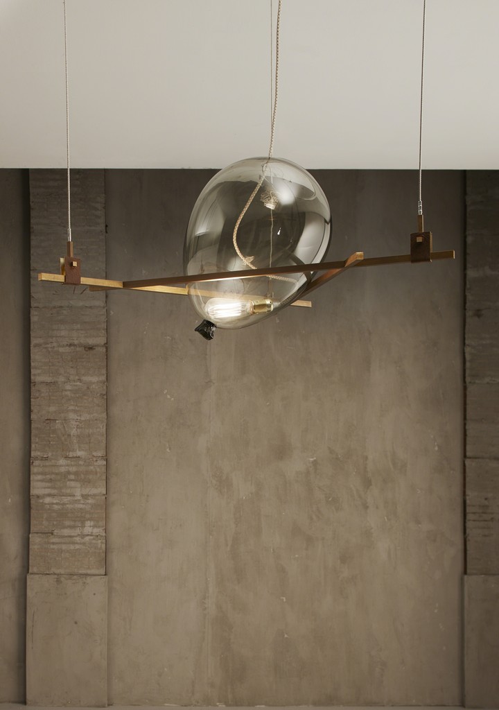 Triangolo+Balloon ceiling lamp, Shapes collection by Federico Peri
Italy, 2016
Nilufar Edition
Limited Edition of 40 examples + 2 AP’s
Customizable upon request with different finishes
Burnished or brushed brass structure, brass connection element covered by leather, blown glass lamp
max dimension 88 x 86 x h 43.5 cm | glass min diam 32 cm
max dimension 34.6 x 33.9 x h 17.12 in | glass min diam 12.6 in
Triangolo+Balloon ceiling lamp, Shapes collection by Federico Peri
Italy, 2016
Nilufar Edition
Limited Edition of 40 examples + 2 AP’s
Customizable upon request with different finishes
Burnished or brushed brass structure, brass connection element covered by leather, blown glass lamp
max dimension 88 x 86 x h 43.5 cm | glass min diam 32 cm
max dimension 34.6 x 33.9 x h 17.12 in | glass min diam 12.6 in