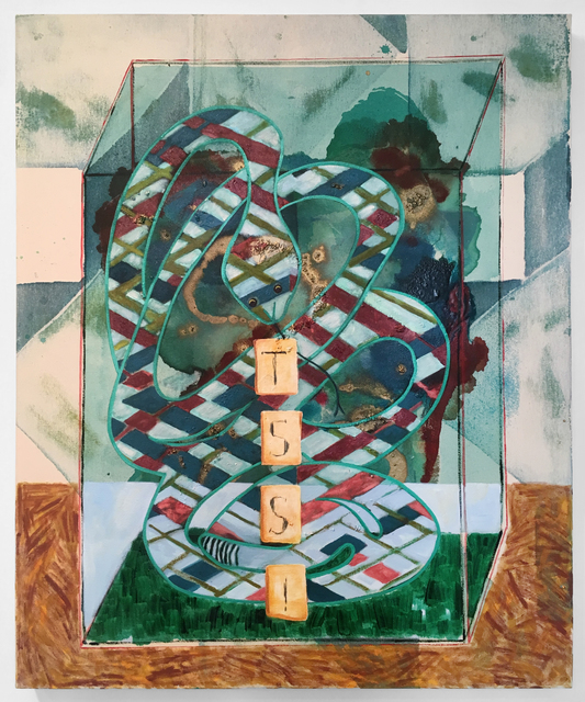 Angelina Gualdoni, ‘Vitrine with Four Lined Snake’, 2019, Painting, Oil and acrylic on canvas, Asya Geisberg Gallery