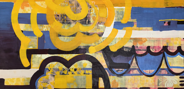 Amber George, ‘Reverberate 2’, 2020, Painting, Encaustic with ink and vintage fabric, Susan Eley Fine Art