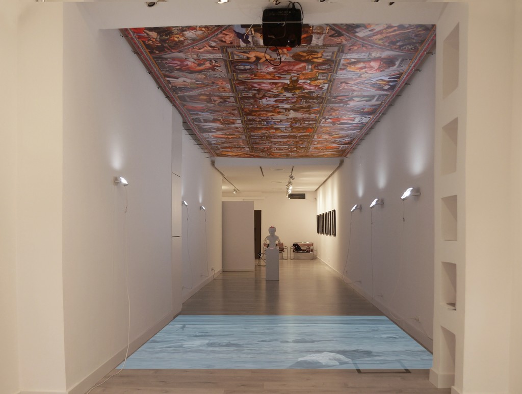 The Sistine Chapel 7.5 meters long by Lluís Barba, hung on the ceiling of the gallery The Sistine Chapel 7.5 meters long by Lluís Barba, hung on the ceiling of the gallery