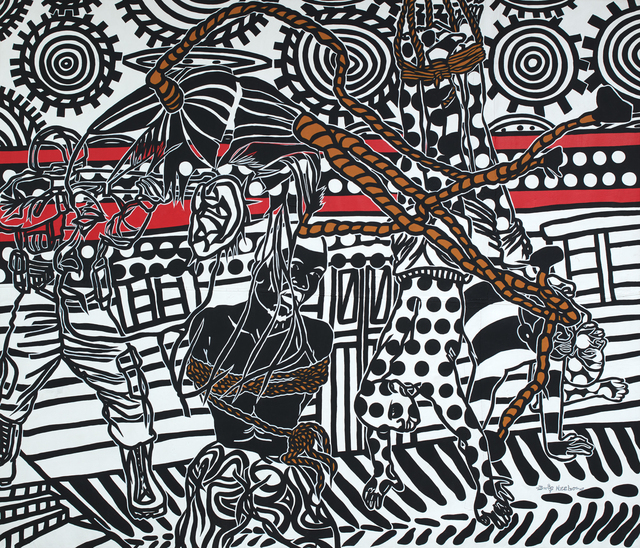 Boris Nzebo, ‘Ashouka Ngagali’, 2018, Painting, Acrylic & Posca on canvas, Jack Bell Gallery