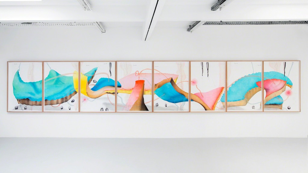Jorinde Voigt, The Shift (Song of the Earth) I-VIII, Rotationsrichtung, 1-100 Umdrehungen/ Tag, (Rotationsgeschwindigkeit), Now-Chanel 1-6, Now (rot), Now (blau), Topographie 1-7, Heute → ∞, Egomotion, Gestern → ∞, Vorgestern → ∞, Gestern → ∞, Heute → ∞, Morgen → ∞, Übermorgen → ∞, Morgen → ∞, Heute → ∞, Frequency of occurance, 10-160 / min., Focus, Horizont I-VII, Vertikalachse, 2016, Courtesy König Galerie Berlin, David Nolan Gallery NY, Lisson Gallery London, VG Bild-Kunst. Foto: Verena Nagl Jorinde Voigt, The Shift (Song of the Earth) I-VIII, Rotationsrichtung, 1-100 Umdrehungen/ Tag, (Rotationsgeschwindigkeit), Now-Chanel 1-6, Now (rot), Now (blau), Topographie 1-7, Heute → ∞, Egomotion, Gestern → ∞, Vorgestern → ∞, Gestern → ∞, Heute → ∞, Morgen → ∞, Übermorgen → ∞, Morgen → ∞, Heute → ∞, Frequency of occurance, 10-160 / min., Focus, Horizont I-VII, Vertikalachse, 2016, Courtesy König Galerie Berlin, David Nolan Gallery NY, Lisson Gallery London, VG Bild-Kunst. Foto: Verena Nagl
