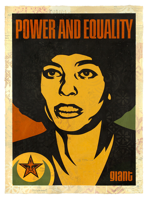 Shepard Fairey, ‘Angela Power and Equality’, 2019, Mixed Media, 30th Anniversary Series, Edition 1/19, Silkscreen and Mixed Media Collage on Paper, HPM, BEYOND THE STREETS