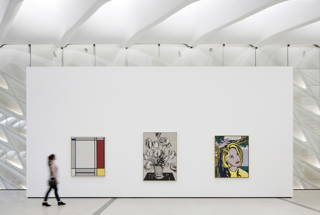 Installation of three works by Roy Lichtenstein in The Broad's third-floor galleries; photo by Bruce Damonte, courtesy of The Broad and Diller Scofidio + Renfro Installation of three works by Roy Lichtenstein in The Broad's third-floor galleries; photo by Bruce Damonte, courtesy of The Broad and Diller Scofidio + Renfro