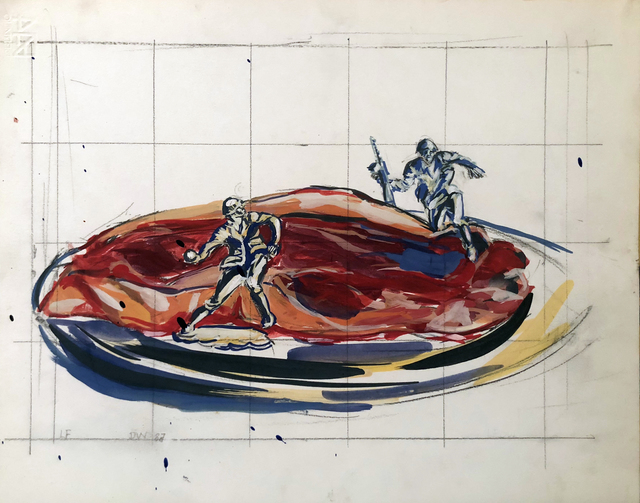 David Wojnarowicz, ‘Untitled (Steak on a Plate with Warriors)’, 1987, Hal Bromm