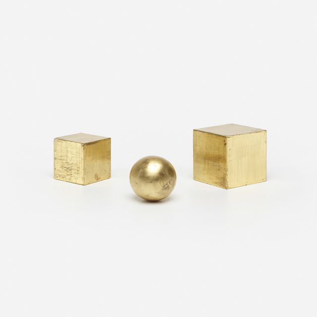 Mathias Goeritz, ‘Dos Cubos y Esfera (three works)’, c. 1961, Sculpture, Gold leaf on wood, Rago/Wright