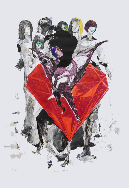 Frank David Valdés, ‘Super model’, 2019, Painting, Mixed media on paper, ArteMorfosis - Cuban Art Platform