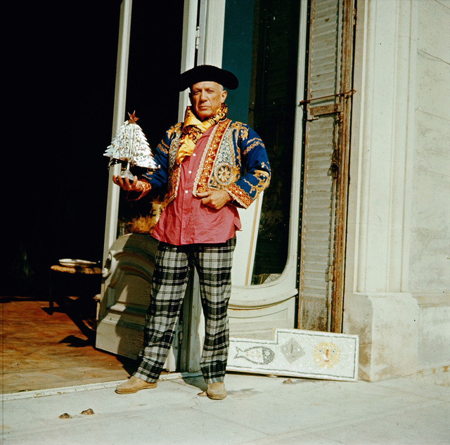 Edward Quinn, ‘Picasso in a whimsical portrait, wearing a bullfighter's jacket, La Californie, Cannes, France’, 1956, Gagosian