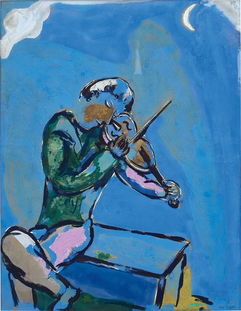 Marc Chagall, ‘Le violoniste bleu’, 1929, Painting, Gouache on paper, Phillips