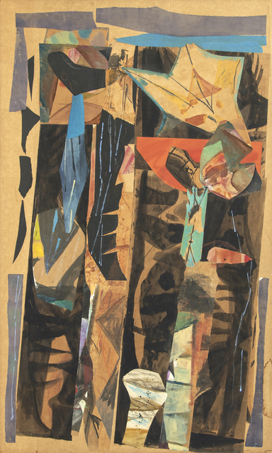 Rico Lebrun, ‘Mexican Street in the Rain’, 1954, Drawing, Collage or other Work on Paper, Collage, Heather James Fine Art
