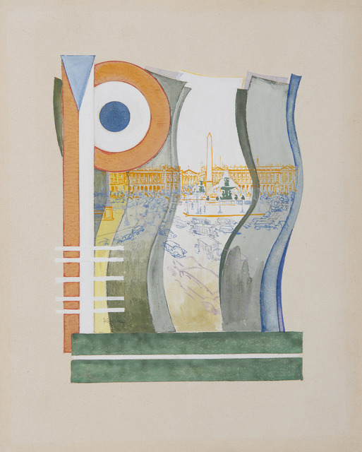 František Kupka, ‘Paris, Place de la Concorde. ’, 1919-1920, Drawing, Collage or other Work on Paper, Gouache and watercolor on paper, HELENE BAILLY GALLERY