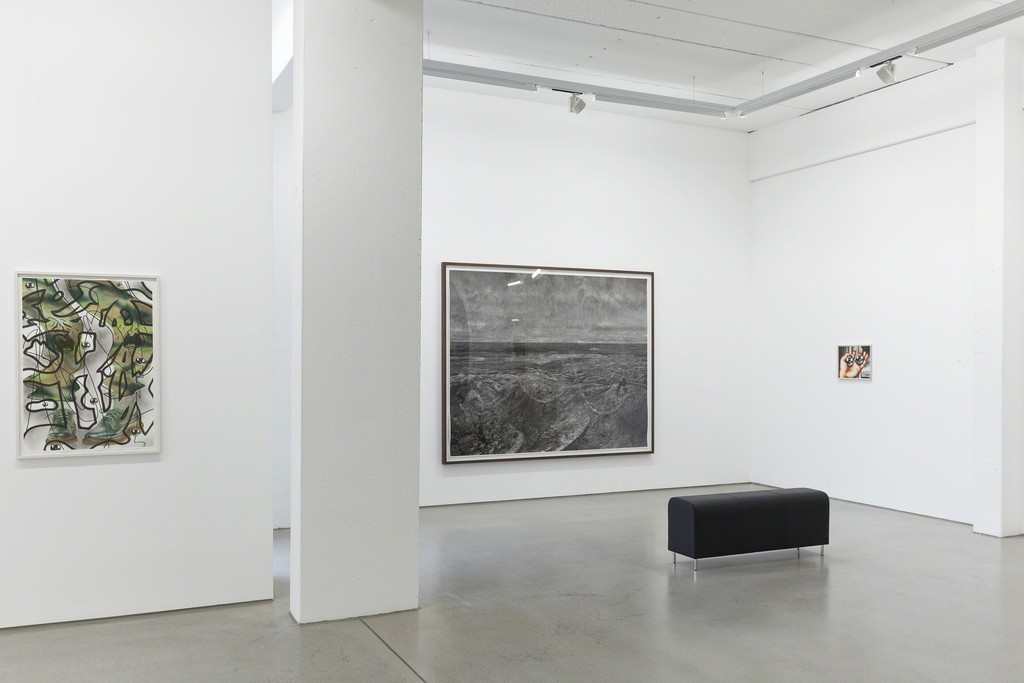 Installation view of the two person show "Through a Glass, Clearly" by Sebastian Burger and Stefan Guggisberg, G2 Kunsthalle, Leipzig (Germany), September 9, 2016 – January 15, 2017, from left to right: "Diptam" (2016, 100 x 70 cm) by Sebastian Burger, "Element" (2016, 195 x 245 cm) by Stefan Guggisberg, "Lucia" (2016, 35 x 45 cm) by Sebastian Burger (all works: oil on paper), photo: Dotgain © the artists & G2 Kunsthalle, Leipzig. Installation view of the two person show "Through a Glass, Clearly" by Sebastian Burger and Stefan Guggisberg, G2 Kunsthalle, Leipzig (Germany), September 9, 2016 – January 15, 2017, from left to right: "Diptam" (2016, 100 x 70 cm) by Sebastian Burger, "Element" (2016, 195 x 245 cm) by Stefan Guggisberg, "Lucia" (2016, 35 x 45 cm) by Sebastian Burger (all works: oil on paper), photo: Dotgain © the artists & G2 Kunsthalle, Leipzig.