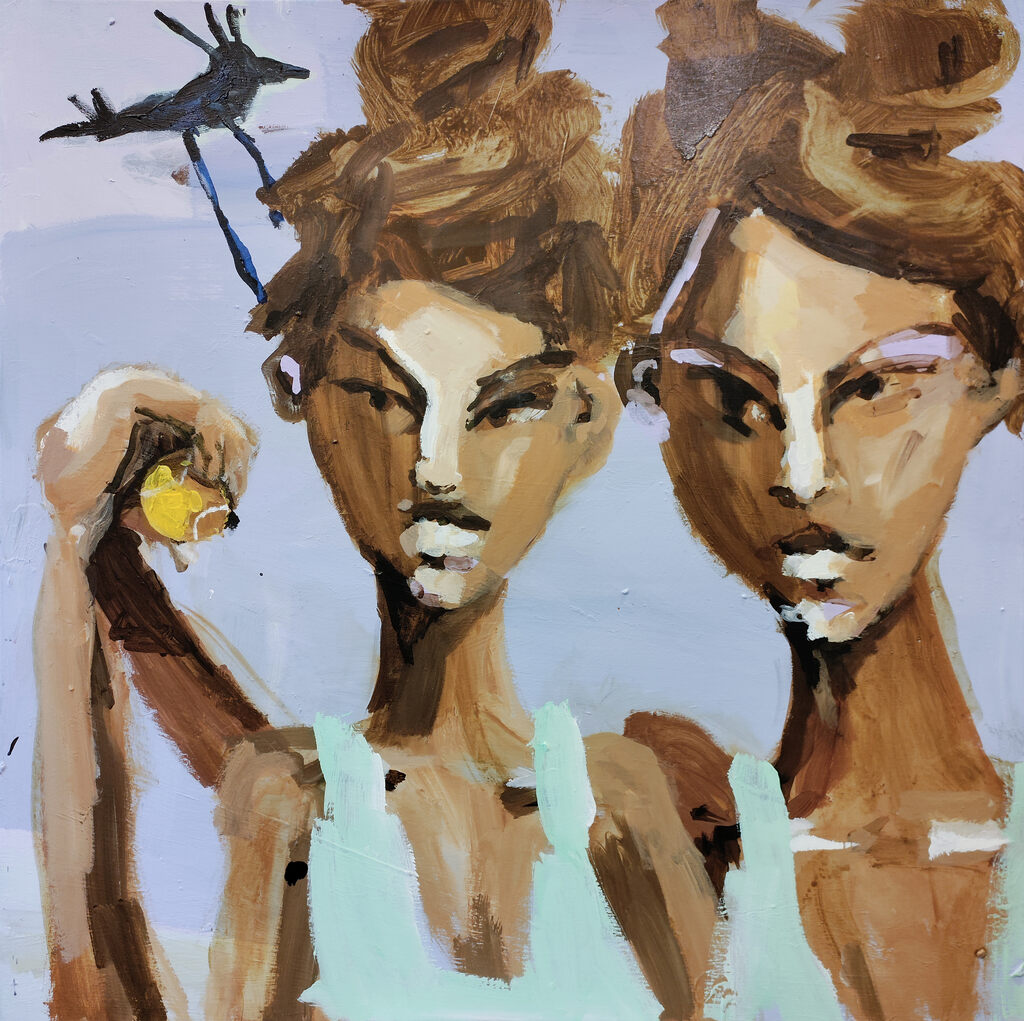 Purple Sisters With Bird
