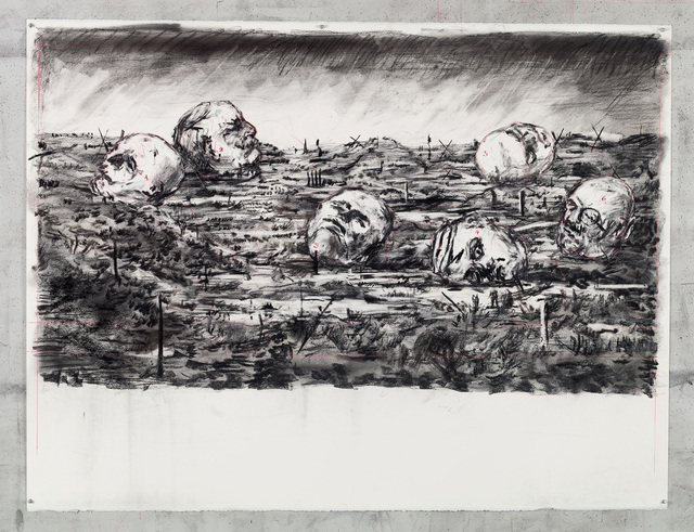 William Kentridge, ‘Untitled (Drawing from Wozzeck 35)’, 2016, Drawing, Collage or other Work on Paper, Charcoal and red pencil on Hahnemühle paper, Goodman Gallery