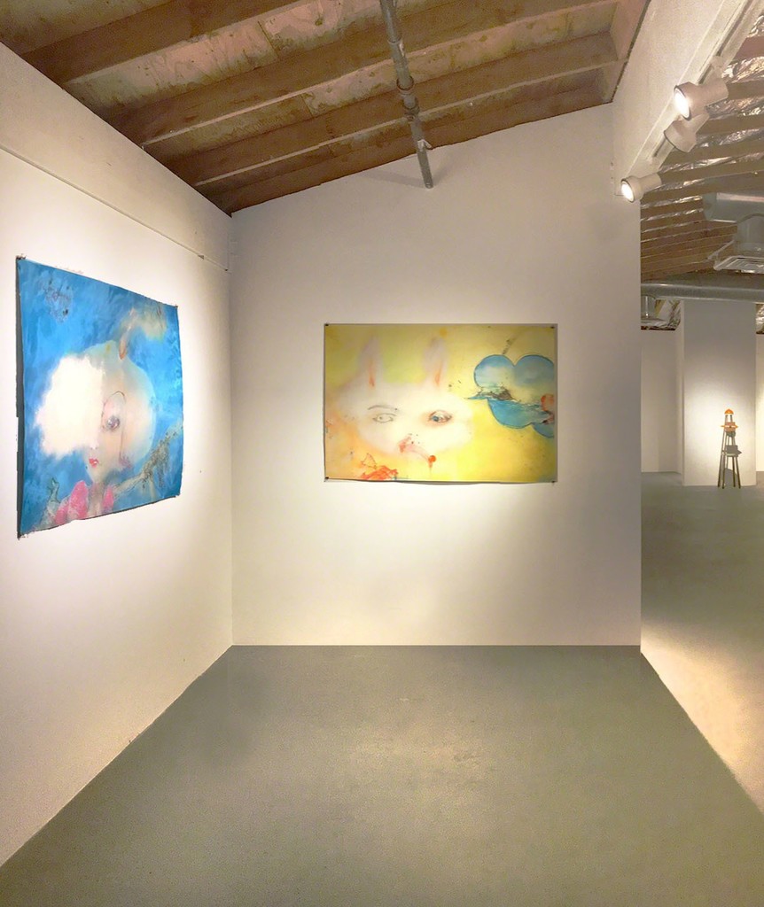 Pictured exhibition works by Sally French (left to right):
Wishful Thinking with Contribution by Rosa Silver 2017 acrylic, wax pencil over offset monotype on rag paper 37 x 47 inches
Mr. Poo 2017 acrylic, wax pencil over offset monotype on rag paper 37 x 47 inches
Far right work by Doug Britt, Spirit Level. Pictured exhibition works by Sally French (left to right):
Wishful Thinking with Contribution by Rosa Silver 2017 acrylic, wax pencil over offset monotype on rag paper 37 x 47 inches
Mr. Poo 2017 acrylic, wax pencil over offset monotype on rag paper 37 x 47 inches
Far right work by Doug Britt, Spirit Level.
