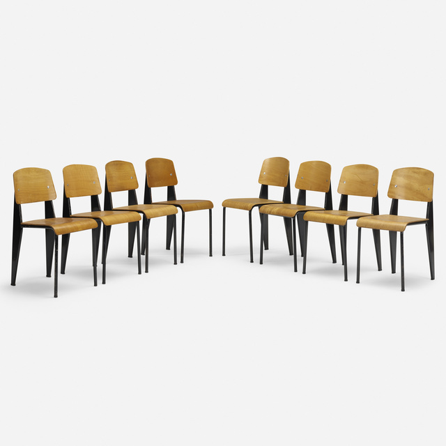 Jean Prouvé, ‘Semi-Metal' chairs no. 305, set of eight’, 1950, Rago/Wright