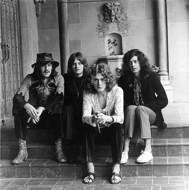 Jay Thompson, ‘Led Zeppelin Group Portrait at the Chateau Marmont Hotel in Hollywood, Ca 1969’, 1969, Photography, Archival Print, White Cross