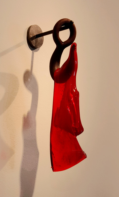 Mary Shaffer, ‘Torn Red Hook’, 2012, Sculpture, Slumped glass, found tool, Bellas Artes Gallery