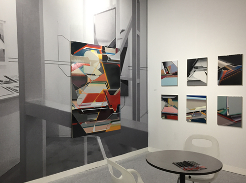 View of the Volta NY booth with paintings by Marc von der Hocht; photo: gallery View of the Volta NY booth with paintings by Marc von der Hocht; photo: gallery