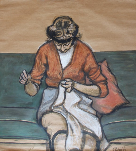 Norman Cornish, ‘Sarah Sewing’, ca. 1963, Castlegate House Gallery