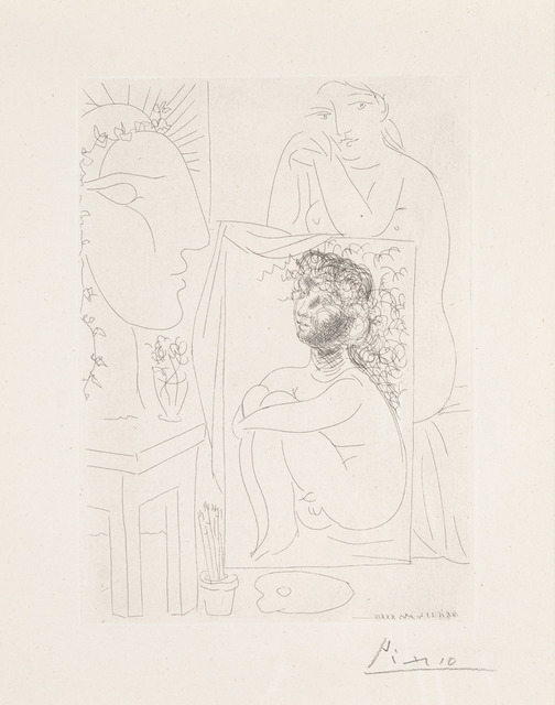 Pablo Picasso, ‘Modèle, Tableau et Sculpture’, March 21-1933, Print, Original etching printed in black ink on Montval laid paper bearing the “Picasso” watermark, Galerie d'Orsay